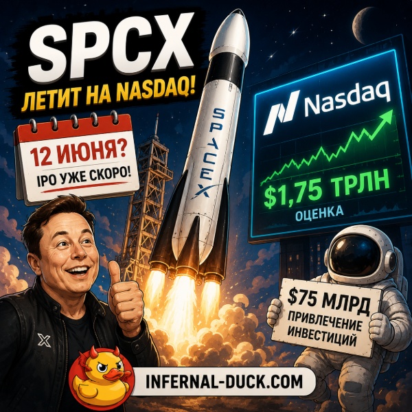 Обложка SpaceX ускоряет выход на IPO: Nasdaq ждет тикер SPCX в июне