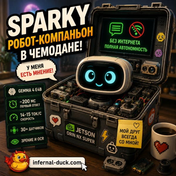 Обложка Робот-компаньон Sparky на Jetson Orin работает полностью офлайн и имеет собственное мнение