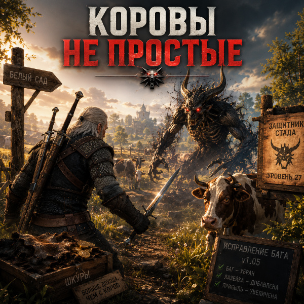 Обложка В The Witcher 3: Wild Hunt нашли 11-летний секрет — Коровьи силы обороны