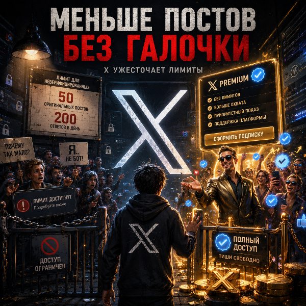 Обложка X вводит новые ограничения на количество постов для пользователей без верификации
