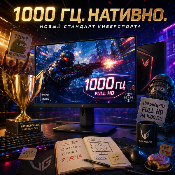 Обложка LG представила первый в мире игровой монитор с частотой обновления 1000 Гц