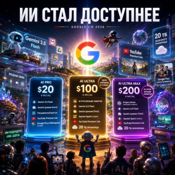Обложка Google вдвое снижает стоимость подписки AI Ultra на фоне анонсов I/O 2026