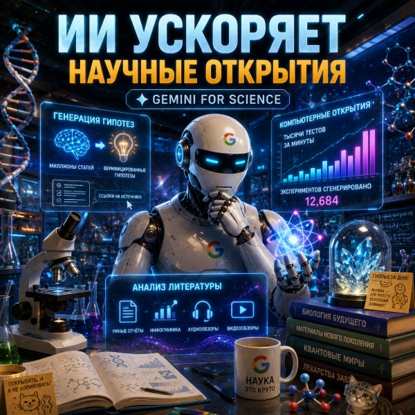 Обложка Google представил Gemini для науки: ИИ-инструменты для ускорения научных открытий