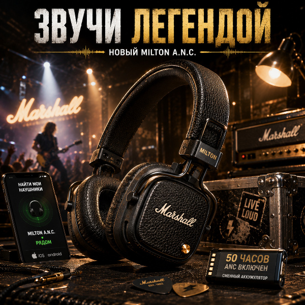 Обложка Marshall представила наушники Milton A.N.C. с активным шумоподавлением