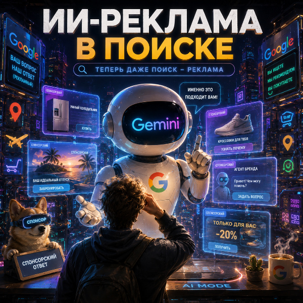 Обложка Google начинает внедрение ИИ-рекламы в поисковую выдачу — объявления будут помечены как спонсорские