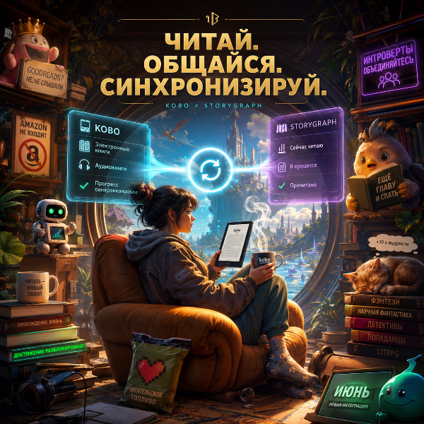 Обложка Kobo интегрирует свои ридеры с социальной платформой StoryGraph