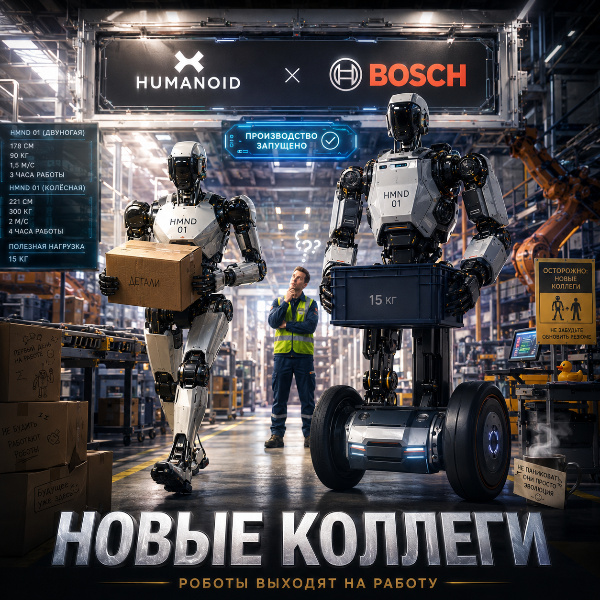 Обложка Роботы Humanoid и Bosch: промышленные андроиды HMND 01 выходят на массовое производство в Европе