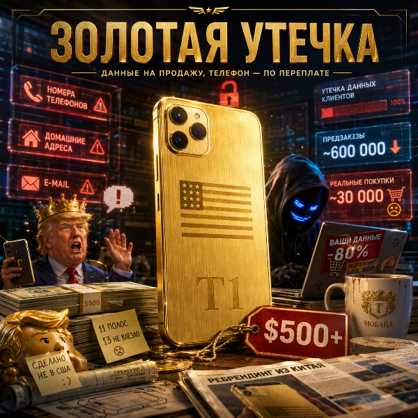 Обложка Смартфон Trump Mobile T1: утечка данных клиентов, задержки и обман