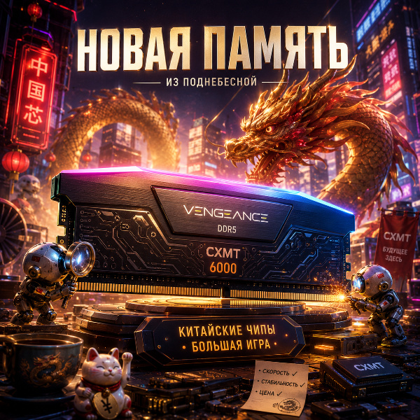 Обложка Китайская CXMT начинает поставки DDR5 для массового потребителя: модули появились в планках Corsair