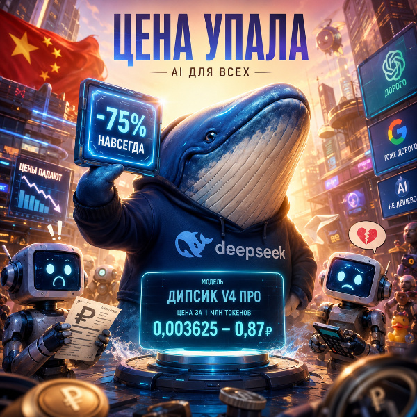 Обложка DeepSeek V4 Pro: китайский стартап навсегда снижает цены на флагманскую модель ИИ на 75%