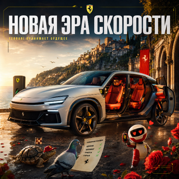 Обложка Ferrari Luce: дизайн от LoveFrom и электрическое будущное итальянского автогиганта