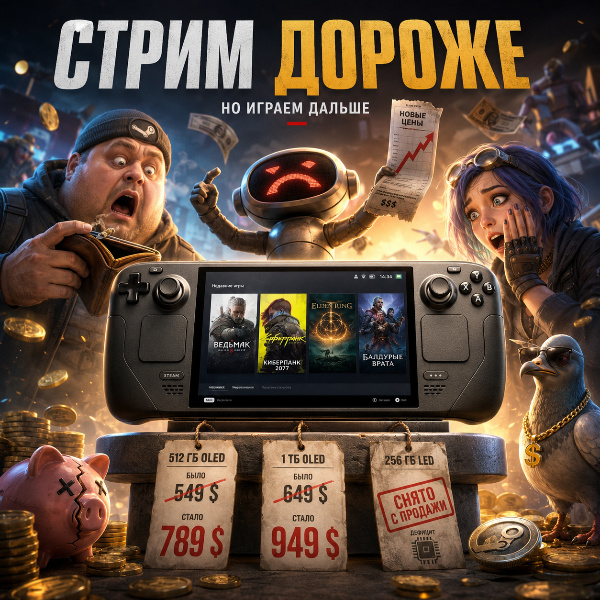 Обложка Valve резко повышает цены на Steam Deck: до $949 за топ-модель
