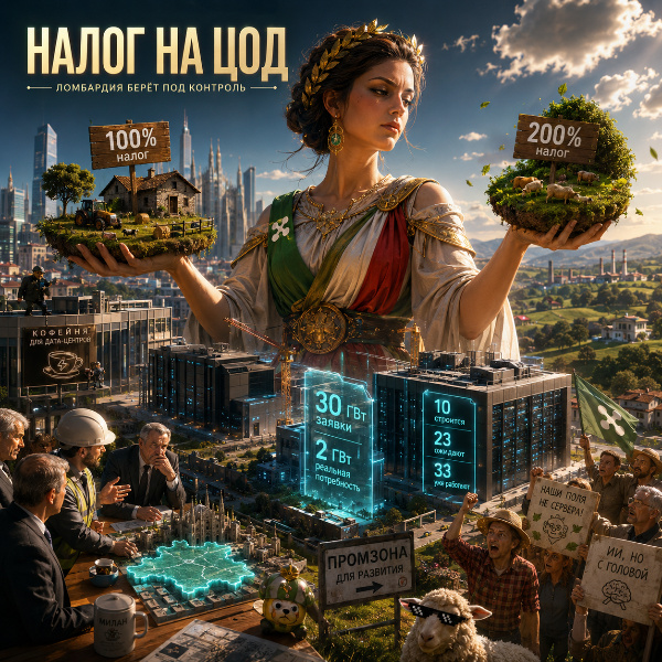 Обложка Итальянский регион Ломбардия вводит 100% налог на строительство центров обработки данных в сельской местности