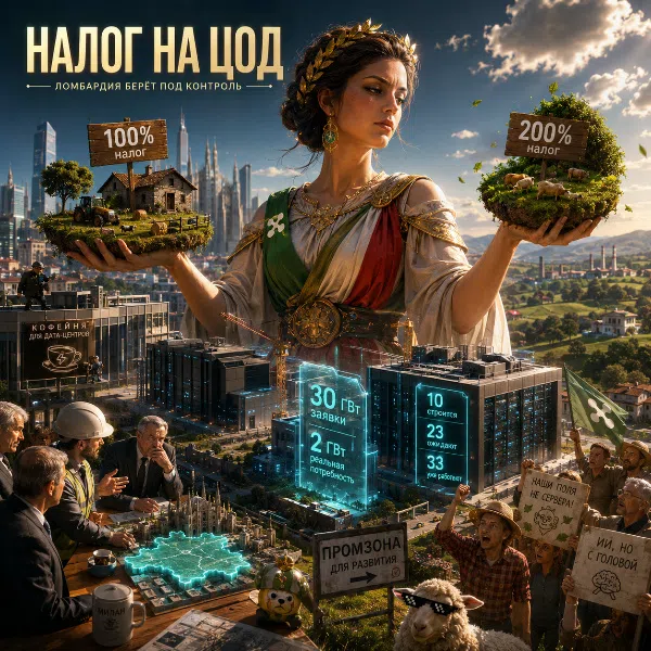Обложка Итальянский регион Ломбардия вводит 100% налог на строительство центров обработки данных в сельской местности