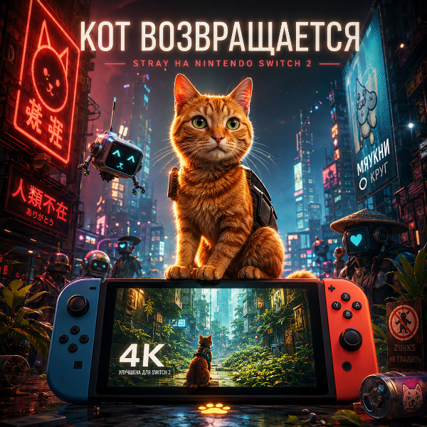 Обложка Stray выходит на Nintendo Switch 2: кошачье приключение с улучшенной графикой и 4K