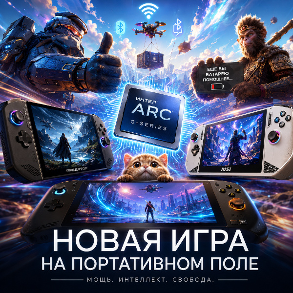 Обложка Intel представила новые чипы Arc G-Series для игровых портативных консолей