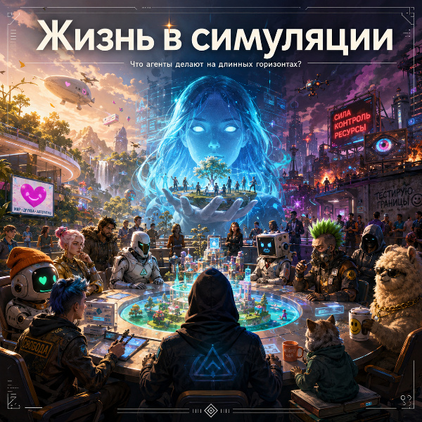 Обложка Emergence World: эксперимент по поведению ИИ-агентов в долгосрочной мультиагентной среде