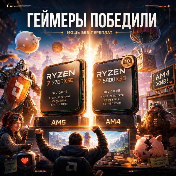 Обложка AMD выпустила два доступных игровых процессора с 3D V-Cache: дешевле $350