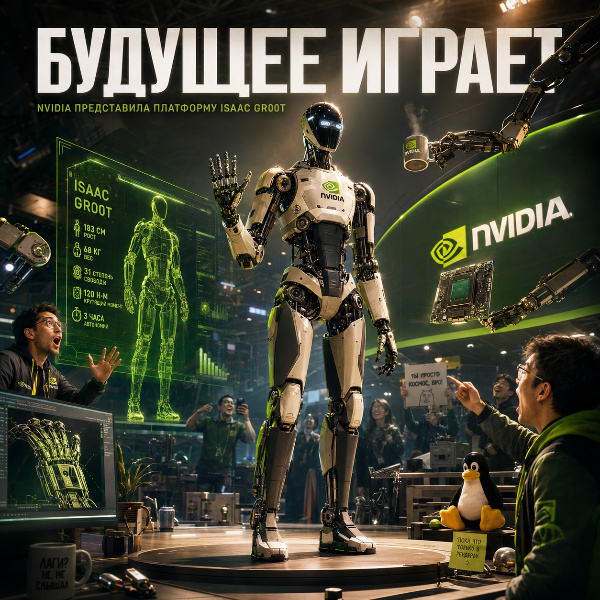 Обложка NVIDIA представила открытую платформу для разработки гуманоидных роботов Isaac Gr00t
