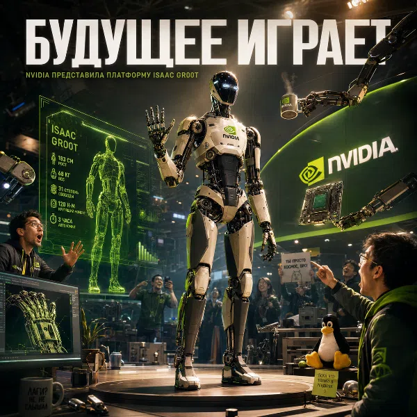 Обложка NVIDIA представила открытую платформу для разработки гуманоидных роботов Isaac Gr00t