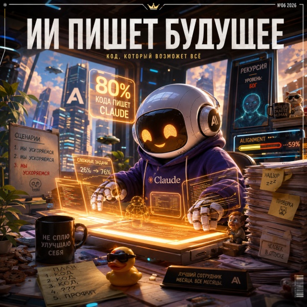 Обложка Anthropic предупреждает, что ИИ может выйти из-под контроля, так как Claude уже пишет более 80% кода компании