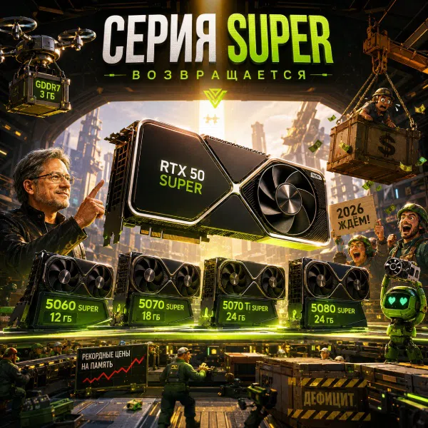 Обложка Nvidia RTX 50 Super: слухи о возвращении серии с новым поколением видеокарт