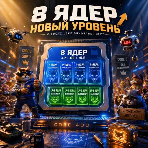 Обложка Intel готовит обновление процессоров Wildcat Lake: 8 ядер и новая архитектура