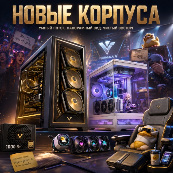 Обложка FormulaV Line представила новые корпуса для ПК на Computex 2026: Air Power G10 с наклонными вентиляторами и Crystal Z3 с панорамным дизайном