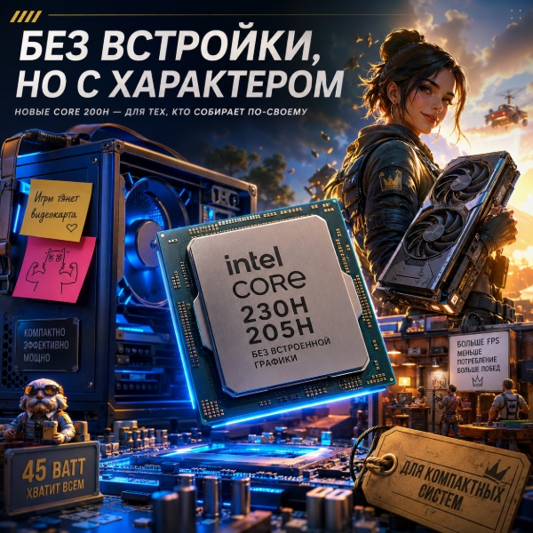 Обложка Intel отключает iGPU в новых процессорах Core 7 230H и Core 5 205H из серии Core 200H