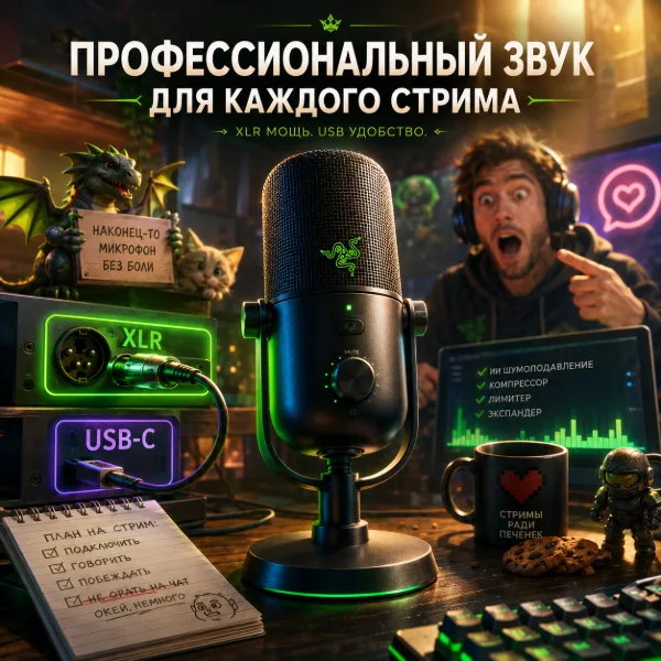 Обложка Razer выпускает гибридный микрофон Seiren V3 Pro для стримеров и подкастеров