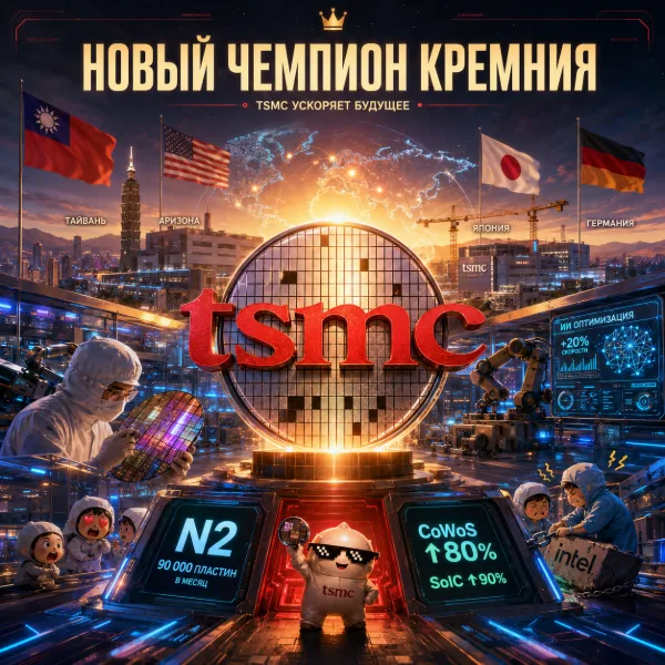 Обложка «Одна команда» против всех: как TSMC за $240 млрд превратилась из «контрактника» в монополиста передовых чипов