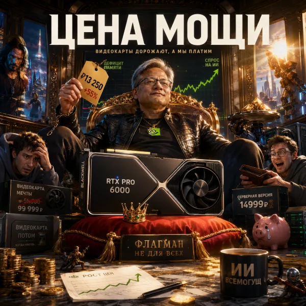 Обложка Видеокарта по цене авто: Nvidia задрала RTX Pro 6000 на 55% за год