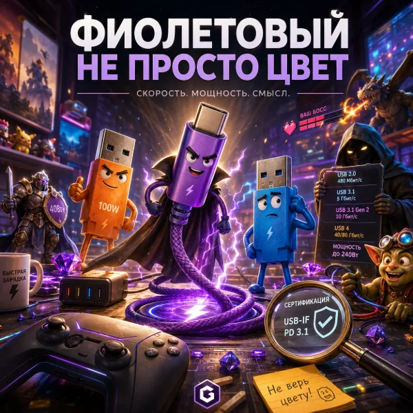 Обложка Фиолетовый USB: тайный знак скорости или просто красивый цвет?