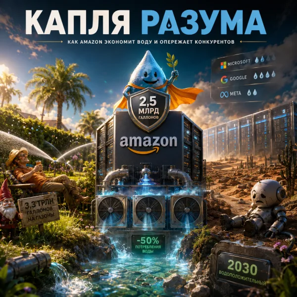 Обложка Amazon выпил 9,5 миллиарда литров воды — и говорит, что это капля в море