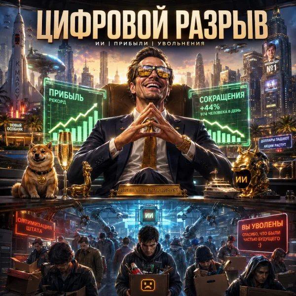 Обложка ИИ всех уволил, а сам разбогател: как техногиганты режут штат и плодят миллиардеров