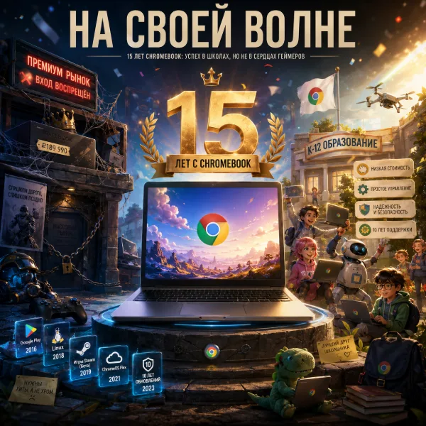 Обложка Chromebook в 15 лет: так и не вырос, а Google уже завёл нового любимчика