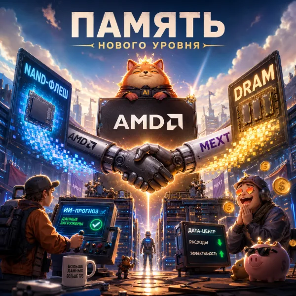 Обложка AMD приобрела стартап MEXT, превращающий NAND-флеш в DRAM