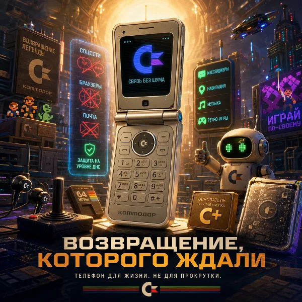 Обложка Возвращение Commodore: представлен кнопочный телефон Callback 8020 с тотальной блокировкой соцсетей