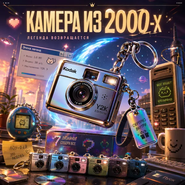 Обложка Kodak Charmera Millennium Edition: Ретро-камера для ключей в стиле Y2K