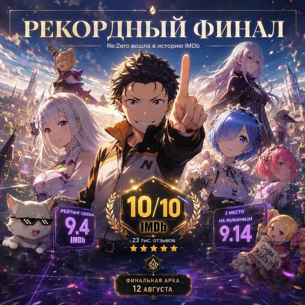 Обложка Эпизод «Re:Zero» получил идеальный рейтинг 10/10 на IMDB спустя девять лет
