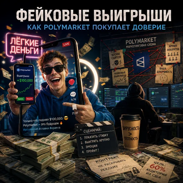 Обложка Polymarket платит блогерам за фейковые видео с выигрышами – расследование WSJ