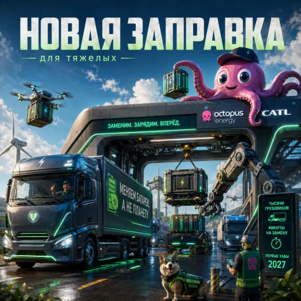 Обложка Octopus Energy и CATL привезут в Европу китайские станции замены батарей для электрогрузовиков