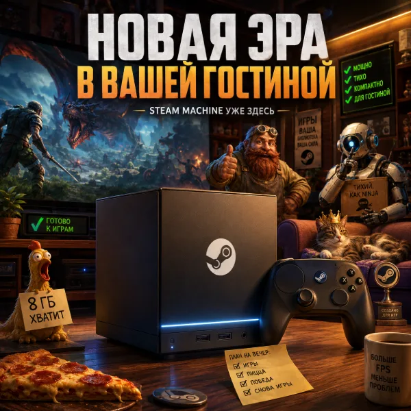 Обложка Valve представила Steam Machine: старт предзаказов, цена от $1049 и ответы инженеров на главные вопросы
