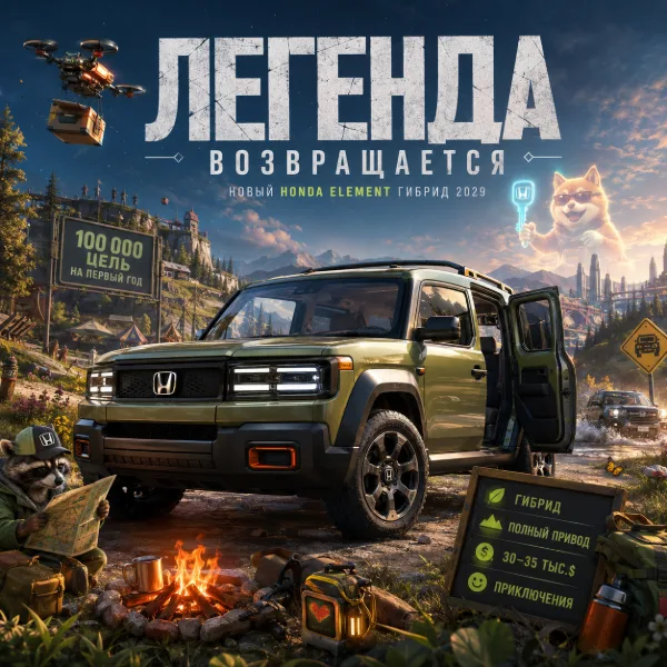 Обложка Honda готовит возвращение культового Element: гибридный внедорожник выйдет к 2029 году