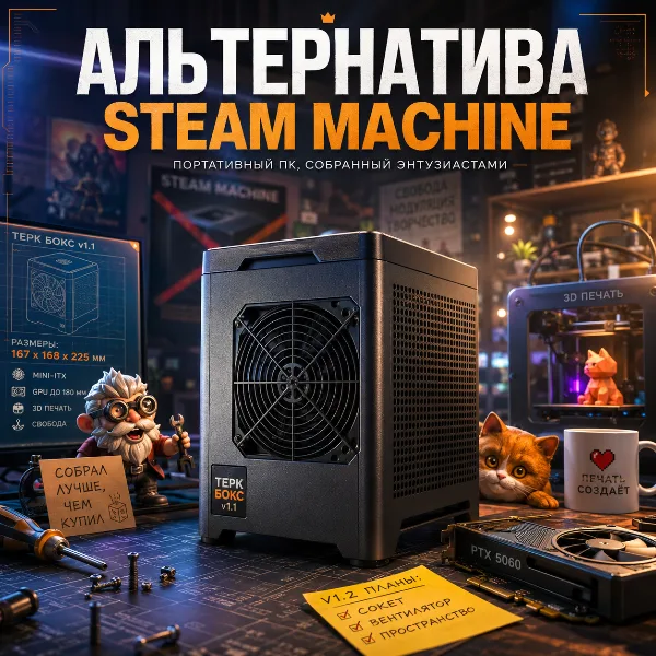 Обложка Terk Box v1.1: модифицированная альтернатива Steam Machine своими руками