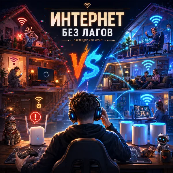 Обложка Wi-Fi экстендеры против Mesh-систем: что лучше для вашего дома или офиса?