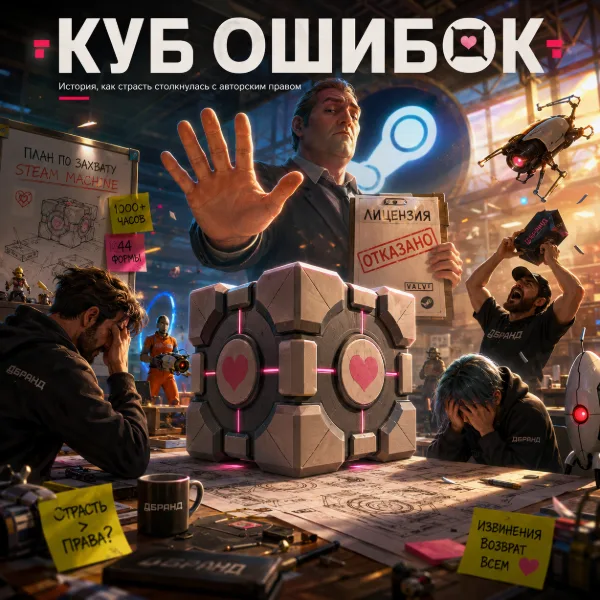 Обложка Dbrand отменила выпуск чехла Companion Cube для Steam Machine из-за отсутствия лицензии от Valve