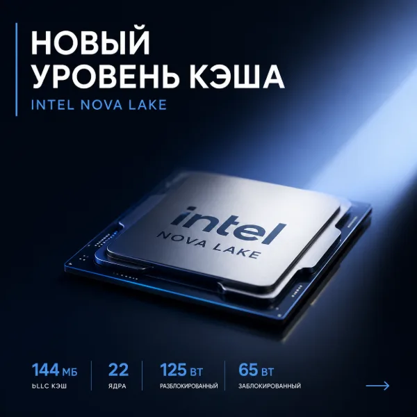 Обложка Intel Nova Lake: два Core Ultra 5 на 22 ядра с кэшем bLLC до 144 МБ