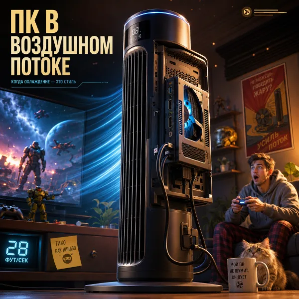 Обложка Энтузиаст спрятал мощный мини-ПК внутри вентилятора Dreo 519S — и система стала только тише