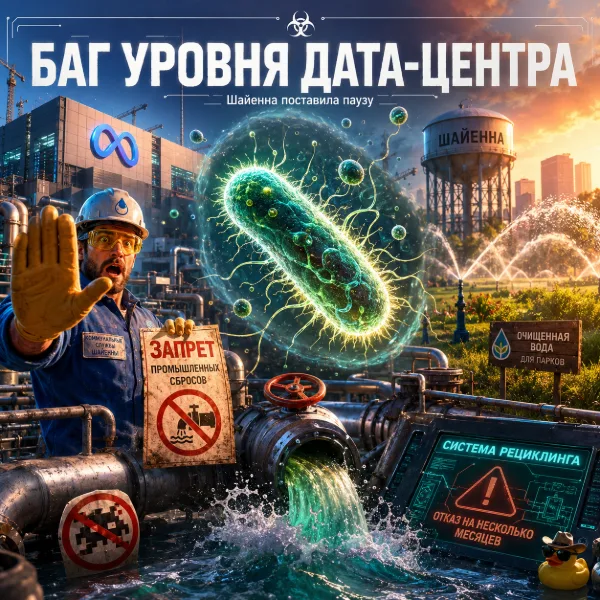 Обложка Бактерия из дата-центра Meta* остановила систему очистки воды в Шайенне на месяцы